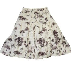 NWT Banana Republic Wayfinder Linen Midi in Ecru Landscape Safari Skirt = Size 4